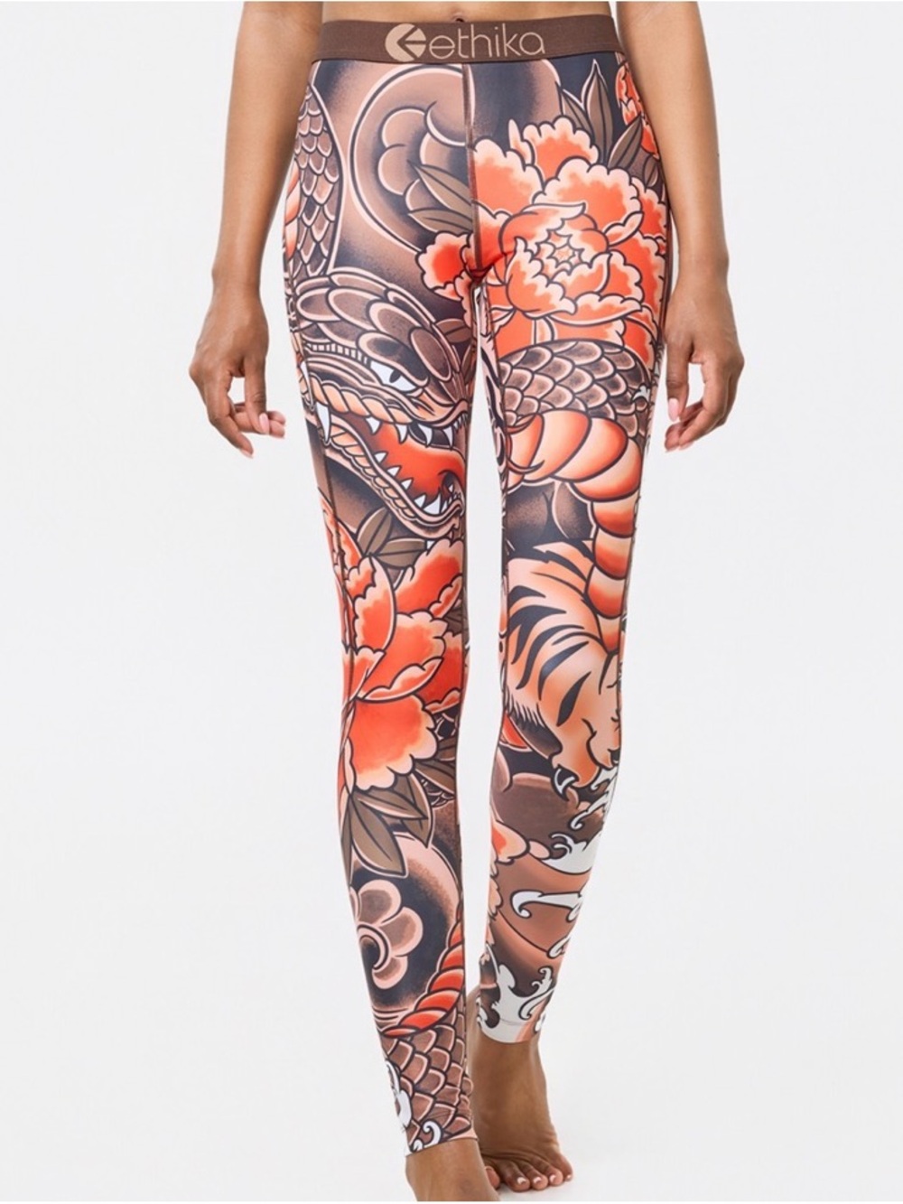 ethika Floral Tattoo-Print High-Rise Leggings